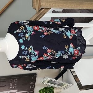 Johnny Was Kikmu Dark Blue  Embroidered Top S